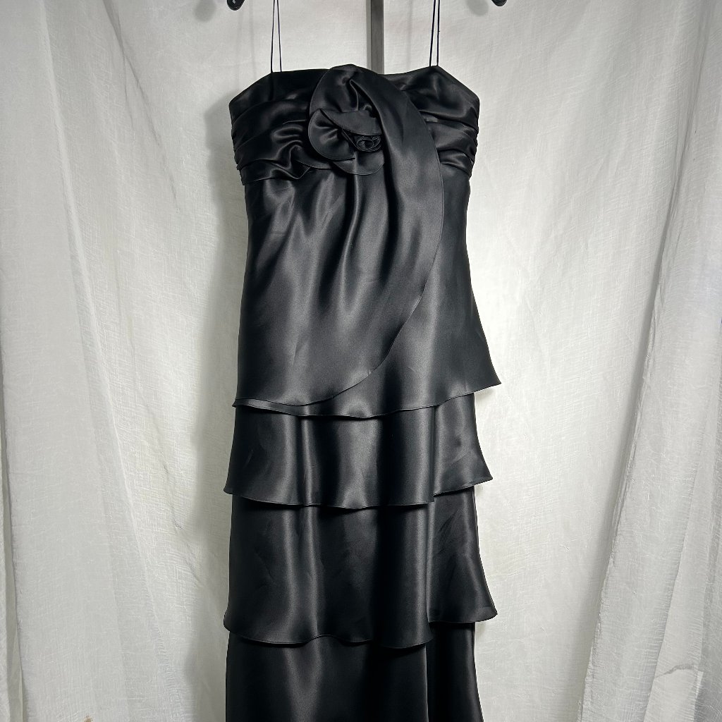 Vintage Women's Size 10 Franscara Black Ruffle Dress